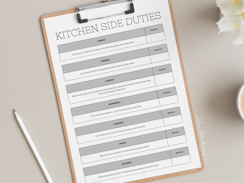 Bakery Cleaning Checklist Fully Customizable Edit Free With Etsy