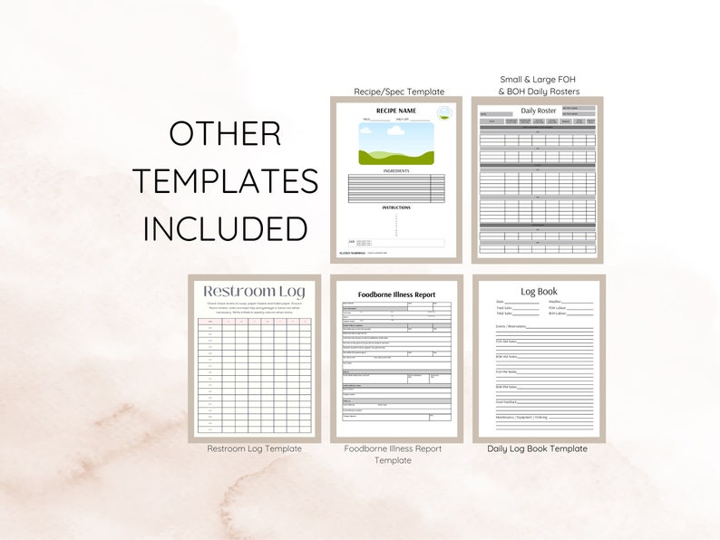 Restaurant Operations Template Bundle Food Safety Record Etsy