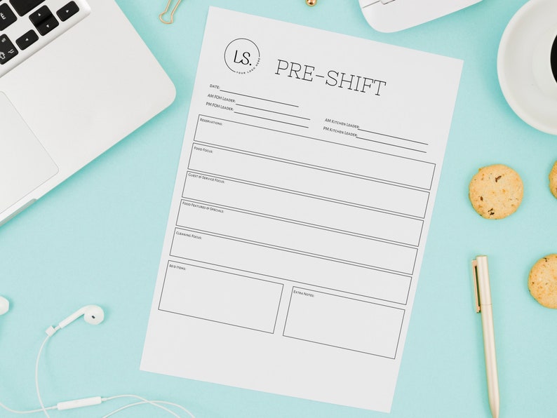 Pre-shift for Restaurants, Editable Pre Shift Template, Restaurant ...