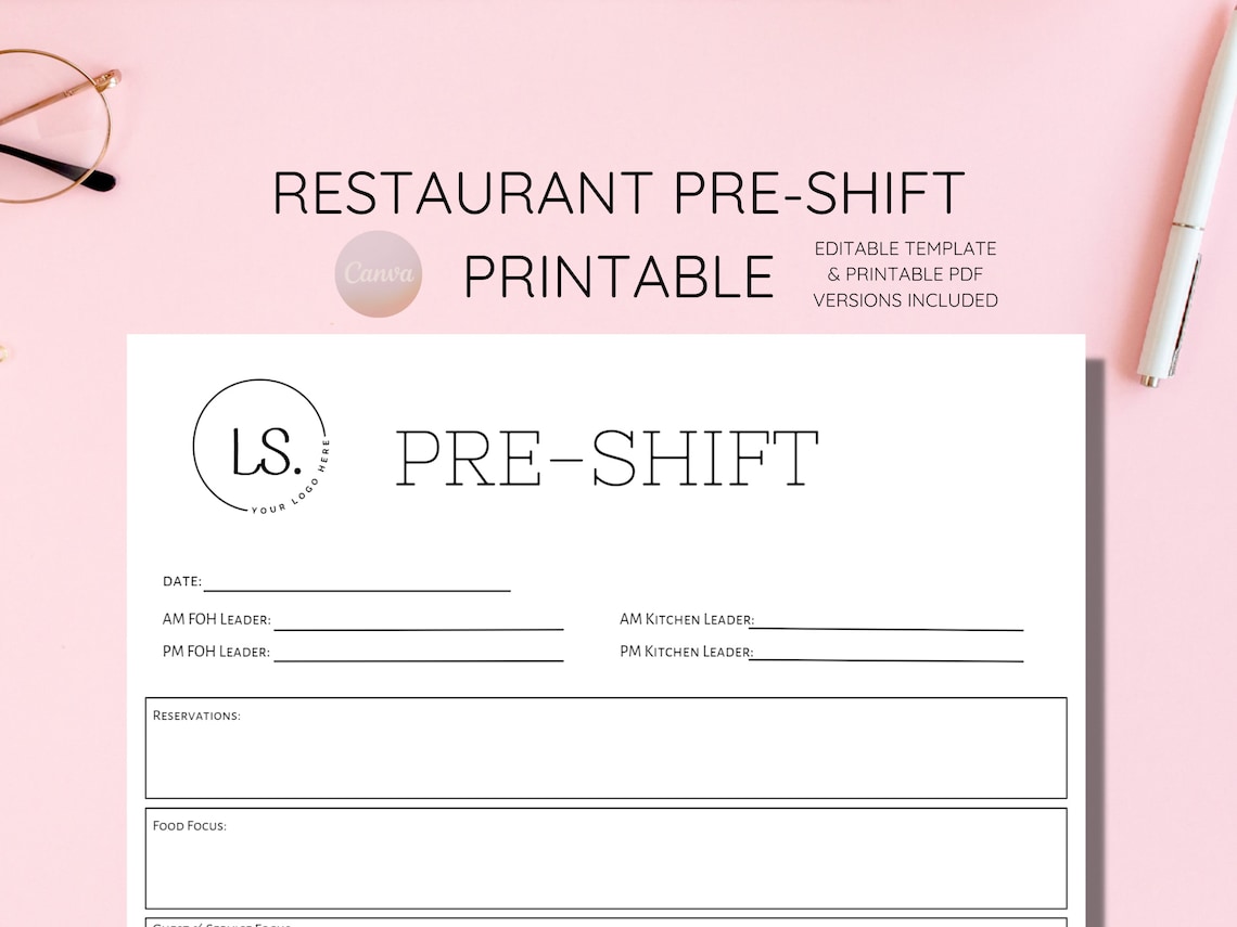 Preshift for Restaurants Editable Pre Shift Template Etsy Preshift for Restaurants Editable Pre Shift Template Etsy