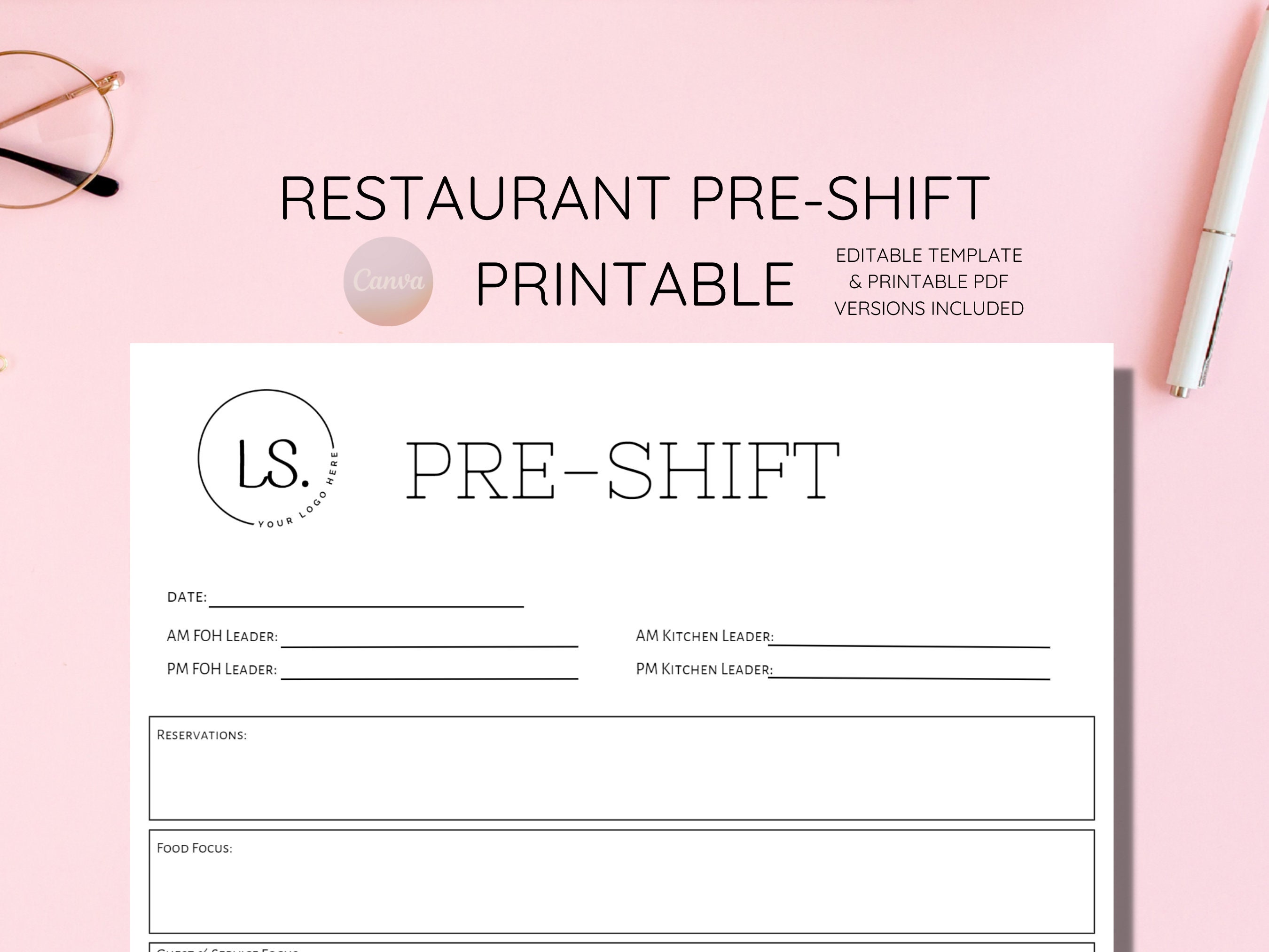 Preshift for Restaurants Editable Pre Shift Template Etsy Preshift for Restaurants Editable Pre Shift Template Etsy