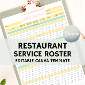 Small Daily Restaurant Schedule, Daily Service Roster for Restaurants ...