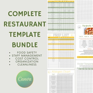 Restaurant Operations Template Bundle, Cost Control, Inventory Management, Cleaning Checklists, Recipe Templates, Par Lists, & More