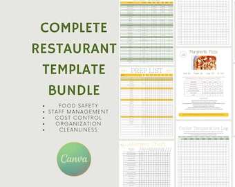 Restaurant Operations Template Bundle, Cost Control, Inventory Management, Cleaning Checklists, Recipe Templates, Par Lists, & More