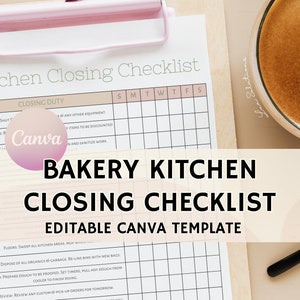 Bakery Closing Checklist, Editable Template for Bakeries, Bakery Nightly Routine, Edit Free with Canva, Bakery Daily Operations, Bakery List