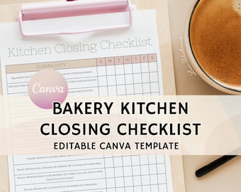 Bakery Closing Checklist, Editable Template for Bakeries, Bakery Nightly Routine, Edit Free with Canva, Bakery Daily Operations, Bakery List