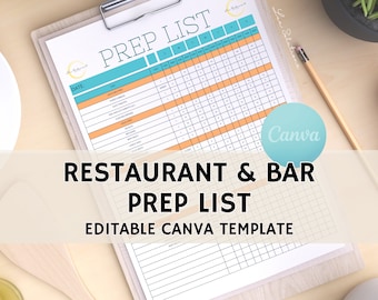 Prep and Par List for Kitchens, Food Prep List, Edit Free with Canva, Print and Write Versions Included, Instant Download, Blank Template