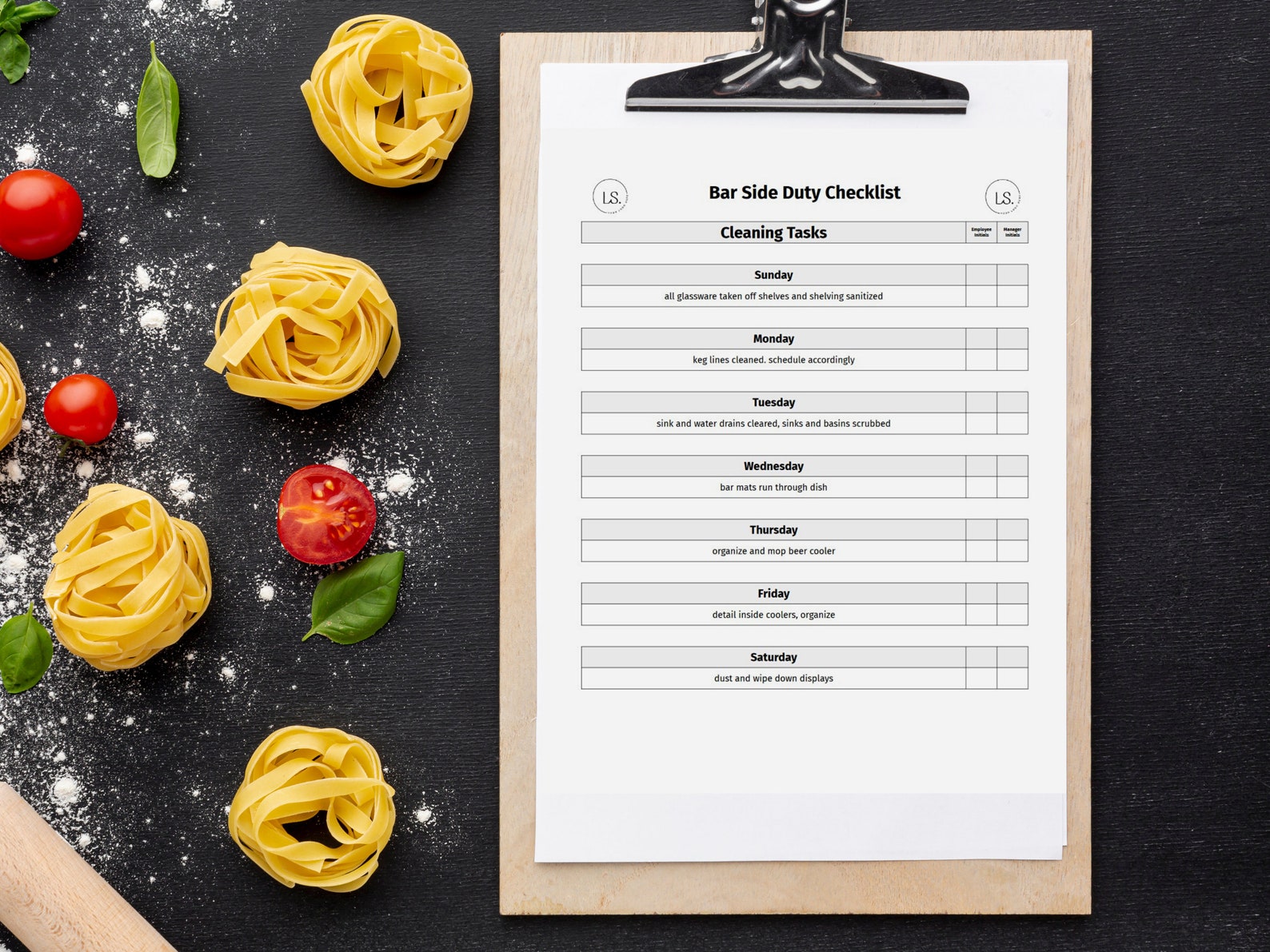 Bar Side Work Checklist Bartender Cleaning Checklist Etsy