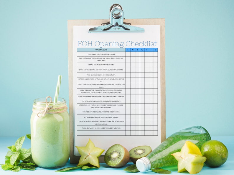 FOH Opening Checklist Server Opening Checklist Editable - Etsy