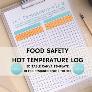 Hot Food Temperature Log, Hot Food Record Sheet, Editable Canva Template, HACCP Record, Food Safety Document, Hot Holding Food Safety Sheet