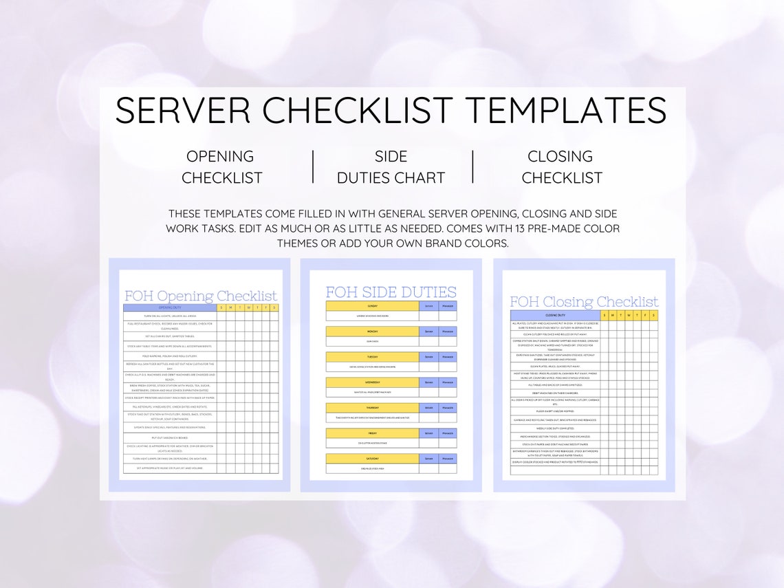 Restaurant Operations Template Bundle Food Safety Record Etsy