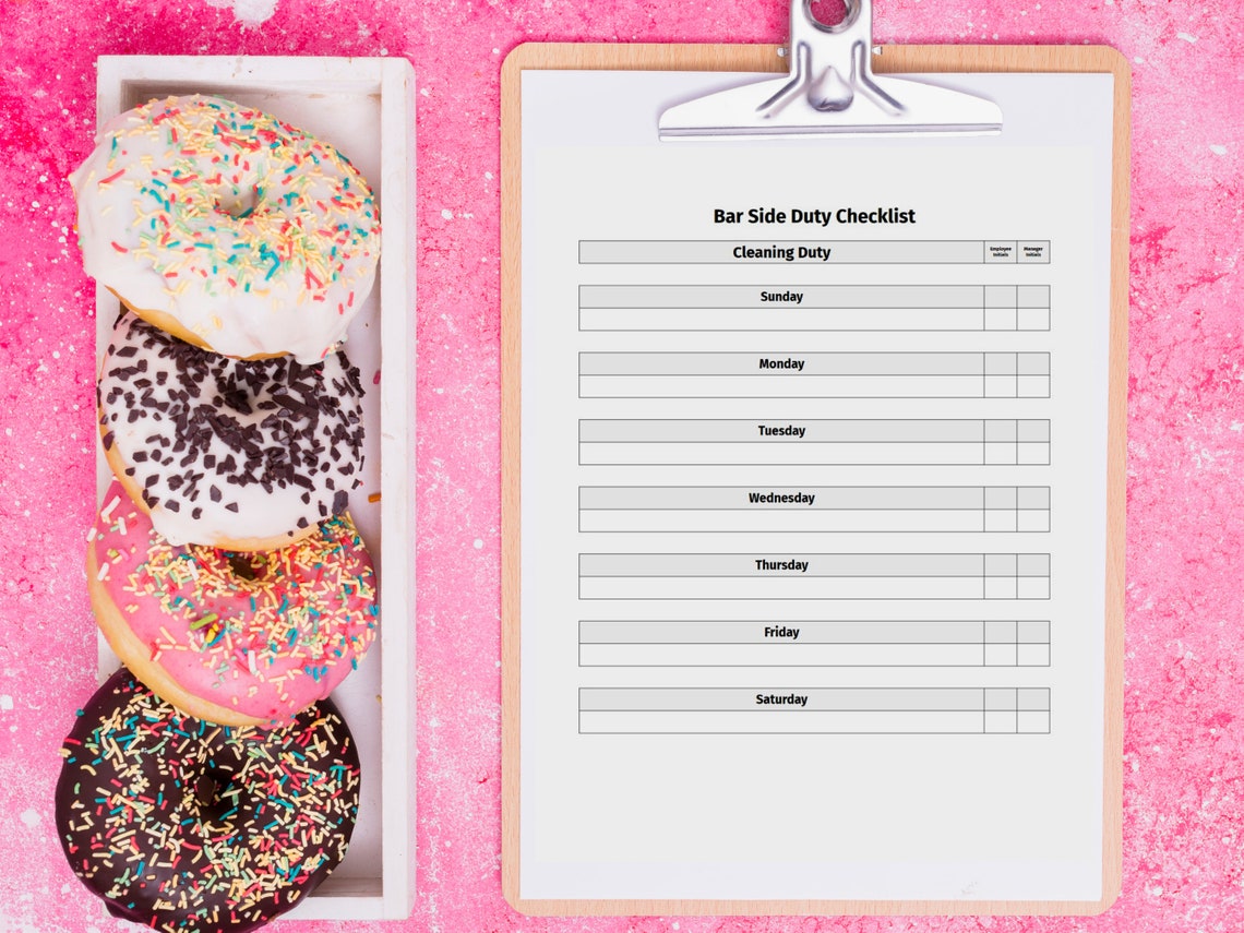 Bar Side Work Checklist Bartender Cleaning Checklist Etsy