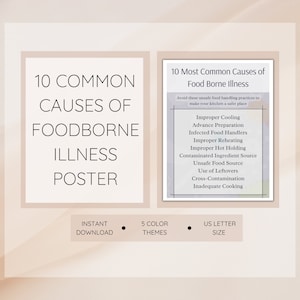 Food Safety Poster, Printable Food Safe Poster, Restaurant Safety, Food Safety Awareness, Instantly Download and Print, 5 Color Choices