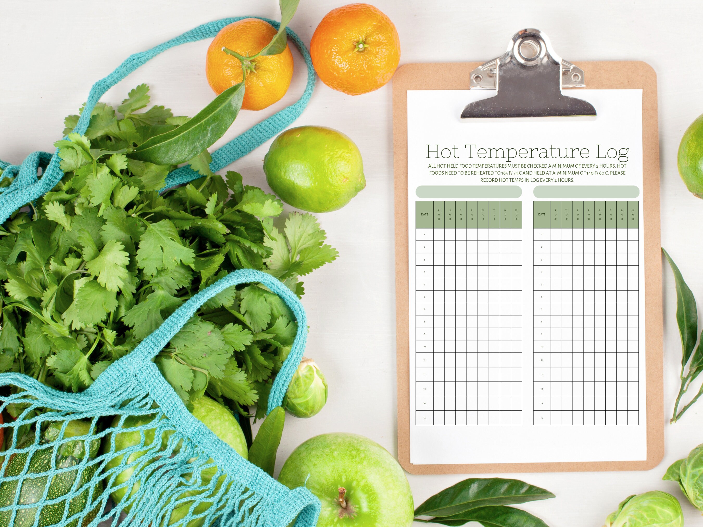 Hot Food Temperature Log, Hot Food Record Sheet, Editable Canva