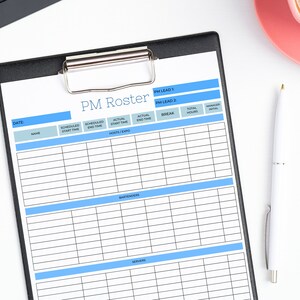 Large Daily Restaurant Roster, Printable FOH Daily Schedule, Service ...