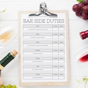 Bar Side Duties Checklist, Bartender Checklist, Bar Side Work Template ...