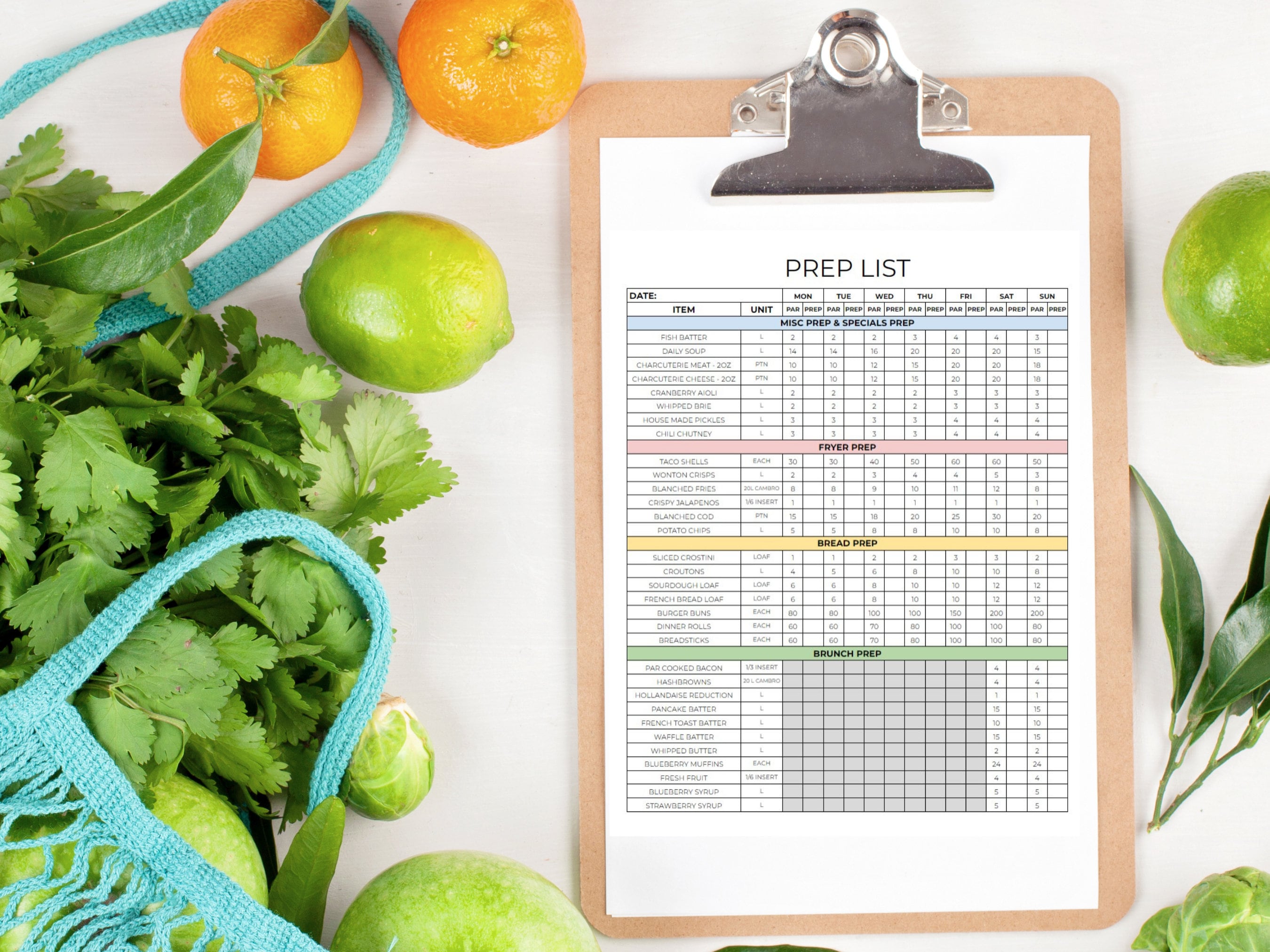 Prep & Par List Template Food Prep List Prep List Template Etsy