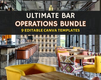 Bartender Checklist Bundle, Editable Bar Checklist Bundle, Opening, Closing, Cleaning List, & More, Edit Free with Canva, Instant Download