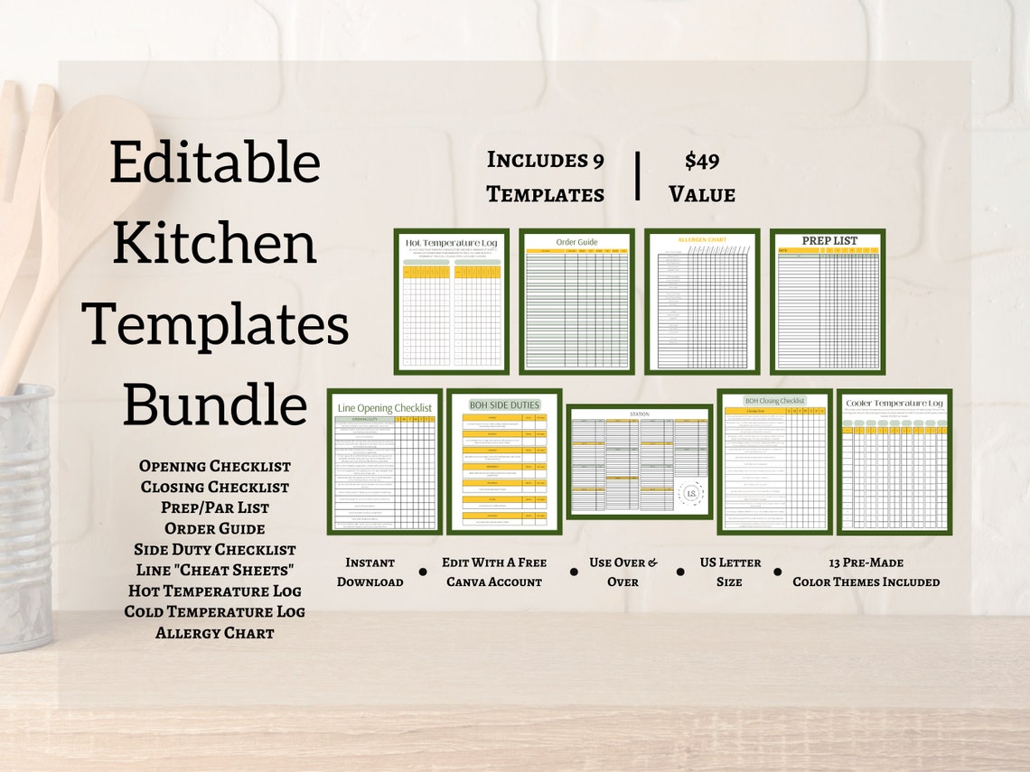 Editable Kitchen Templates Bundle Professional Kitchen Etsy Editable Kitchen Templates Bundle Professional Kitchen Etsy