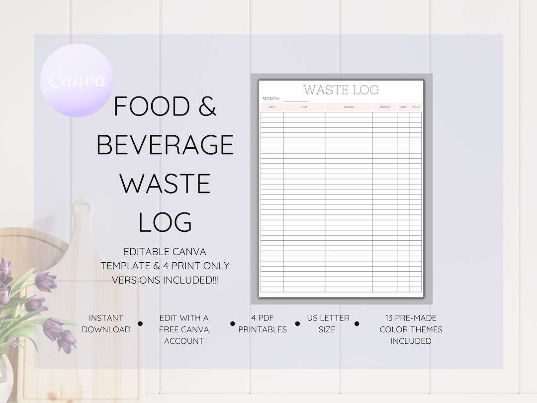 Food Waste Log Bar Waste Log Editable Restaurant Template 4 Etsy food-waste-log-bar-waste-log-editable-restaurant-template-4-etsy