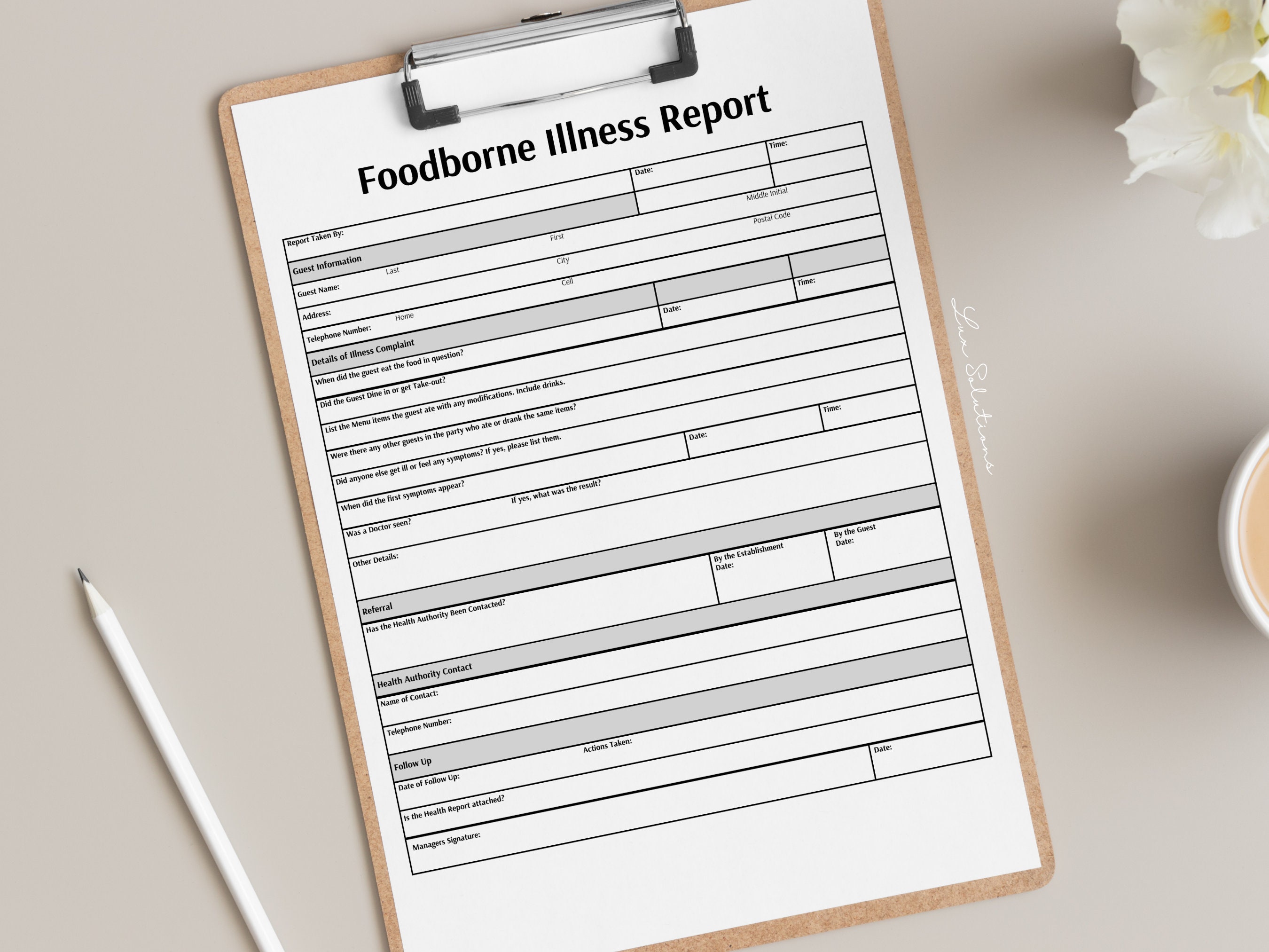 Foodborne illness report restaurant form printable report restaurant
