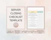 FOH Closing Checklist Template, Server Closing Checklist, Editable Restaurant Templates, Edit Free with Canva, Instant Download, PDF File
