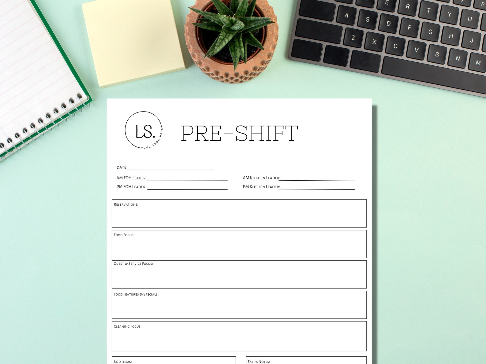 Restaurant Pre Shift Template