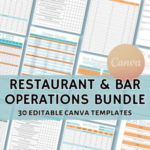 Restaurant Template Bundle, Editable Templates for Bars, Kitchens, Food Safety, Recipe Templates, Restaurant Operations, HACCP Checklists