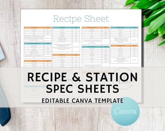 Restaurant Station "Cheat Sheets", Restaurant Training Materials, Editable Canva Templates, and Print Only Version, Instant Download