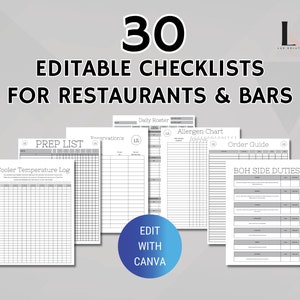 Restaurant Operations Template Bundle, Cost Control, Inventory Management, Cleaning Checklists, Recipe Templates, Par Lists, & More