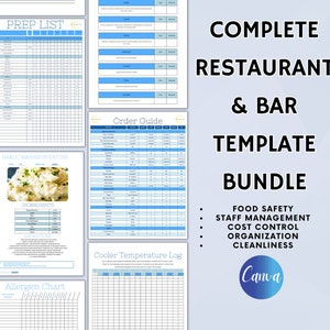 Restaurant Template Bundle, 30 Editable Restaurant & Bar Templates, Edit Free With Canva, Instantly Download, Kitchen and Bar Templates