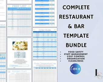 Restaurant Template Bundle, 30 Editable Restaurant & Bar Templates, Edit Free With Canva, Instantly Download, Kitchen and Bar Templates