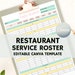 Large Daily Restaurant Roster, Printable FOH Daily Schedule, Service ...