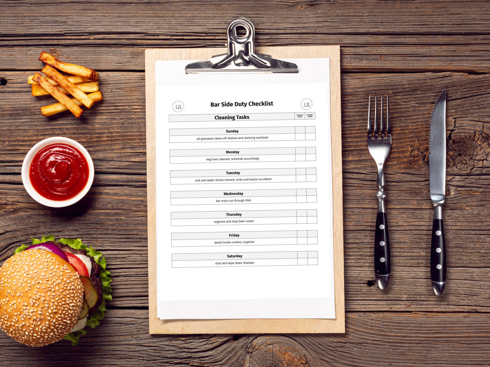 Bar Side Work Checklist Bartender Cleaning Checklist Etsy