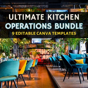 Kitchen Template Bundle, Professional Kitchen Templates, Fully Editable, Food Service Checklists, Edit Free with Canva, Instant Download