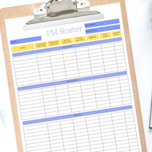 Large Daily Restaurant Roster, Printable FOH Daily Schedule, Service ...