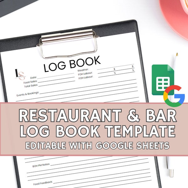 Restaurant Log Book, Hospitality Industry Review Journal, Manager Log Book, Restaurant Daily Communication Binder, Edit with Google Sheets