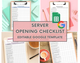 Server Opening Checklist Template, FOH Opening Checklist, Editable Restaurant and Bar Template, Edit with Google Sheets, Fully Customizable
