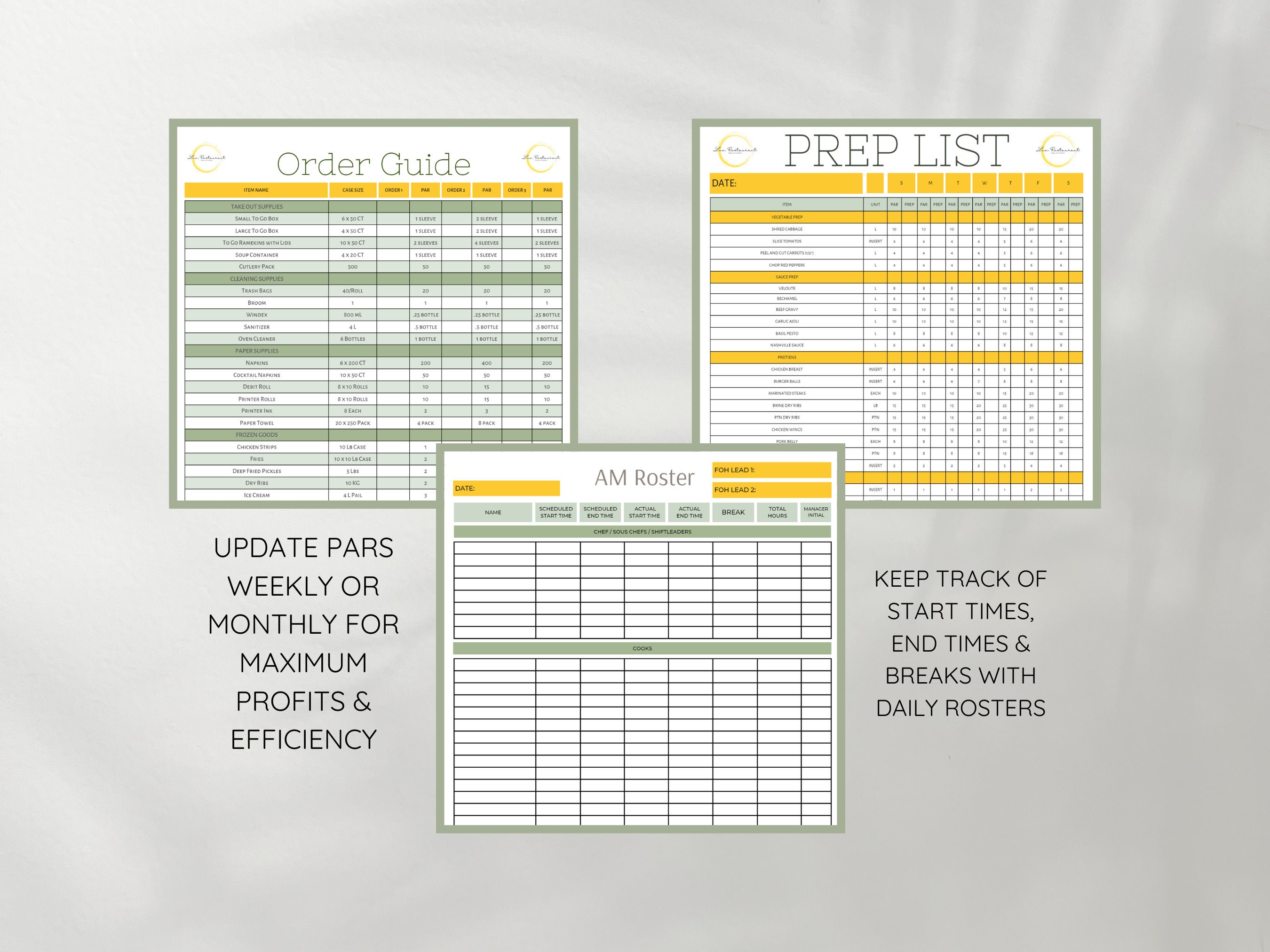 Restaurant Operations Template Bundle Food Safety Record Etsy