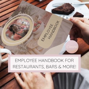 Modern Employee Handbook for Restaurants, Food & Beverage Service Employee Manual, Employee Handbook, Editable Template, Instant Download