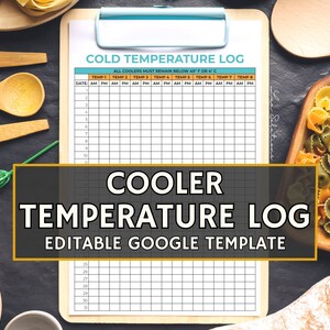 Cooler Temperature Log, Temperature Safety Record, Cooler Temperature Tracker, HACCP Form for Restaurants, Google Sheets Editable Template