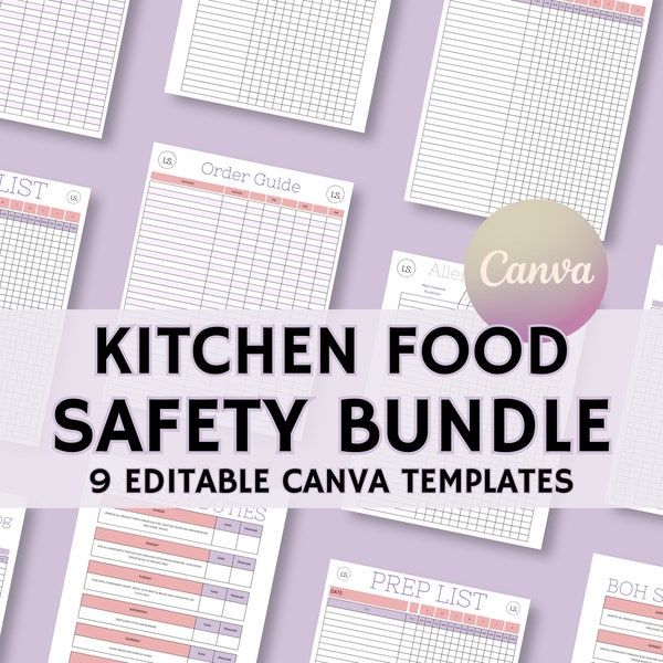 Professional Kitchen Templates, 9 Templates, 13 Color Themes, Fully Customizable, Easy to Edit & Print, Canva Compatible, Instant Access