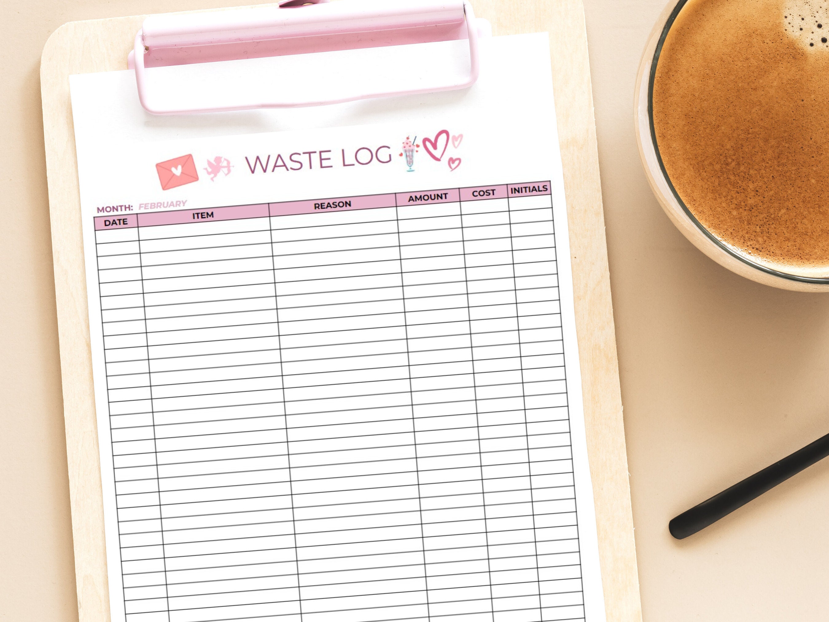 Editable Waste Log for Restaurants & Bars, Food Cost Management Editable Waste Log for Restaurants & Bars, Food Cost Management