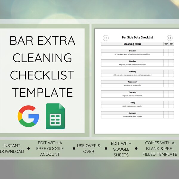 Bartender Checklist Etsy