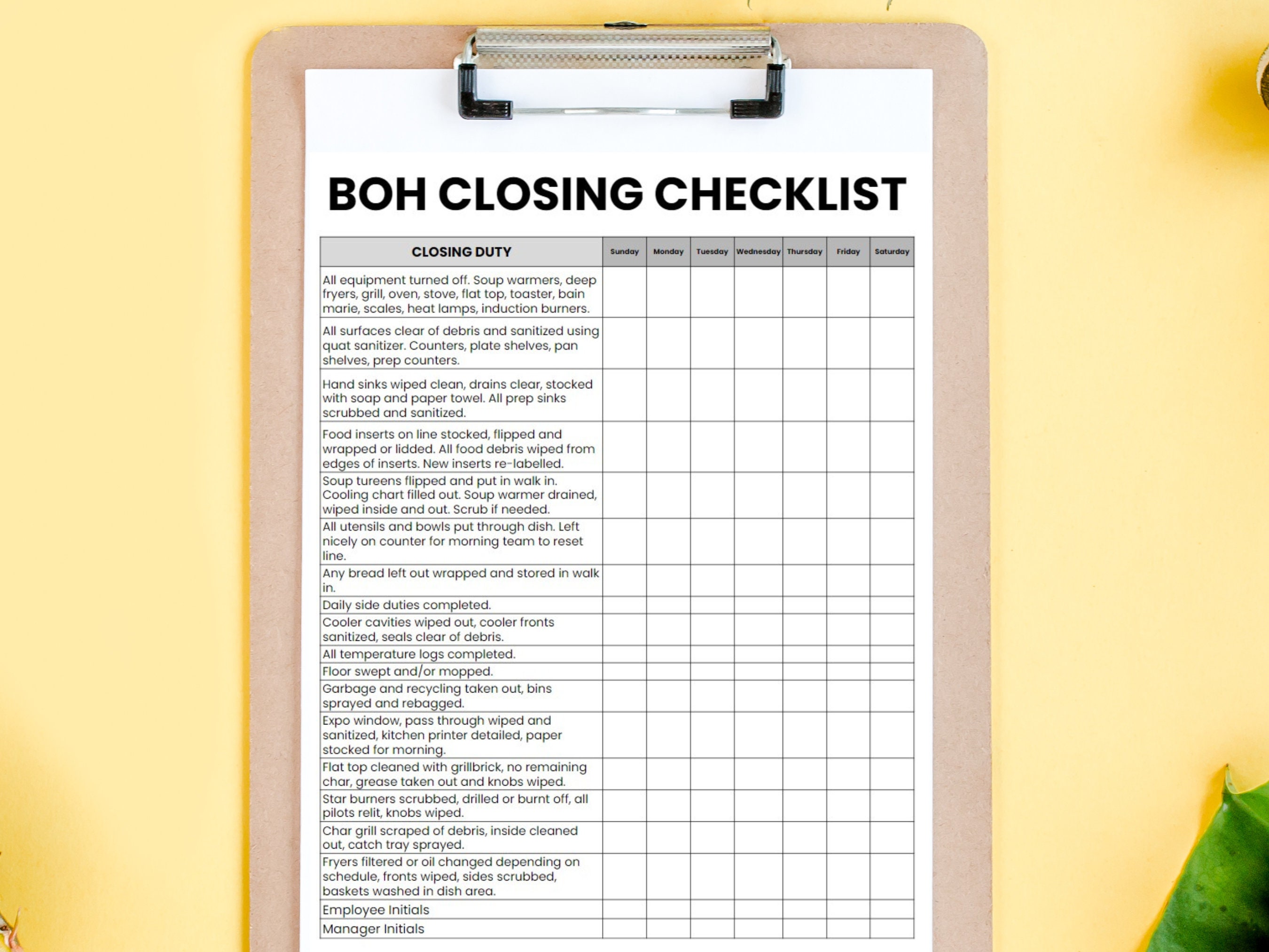 Kitchen Closing Checklist for Restaurants & Professional Kitchens, BOH Kitchen Closing Checklist for Restaurants & Professional Kitchens, BOH
