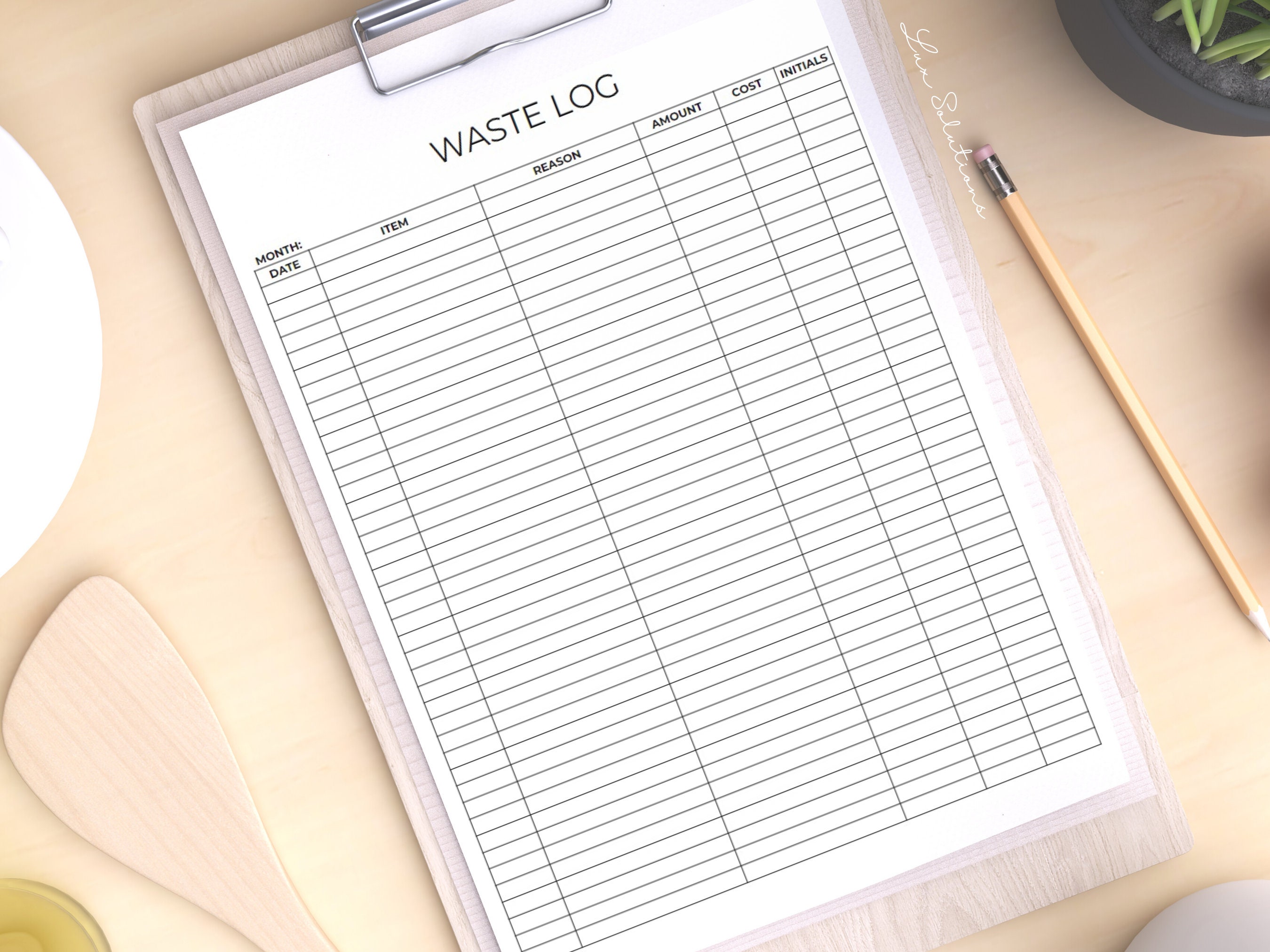 Editable Waste Log for Restaurants & Bars, Food Cost Management Editable Waste Log for Restaurants & Bars, Food Cost Management