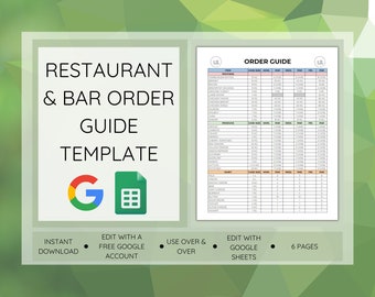 Order Guide for Restaurants and Bars, Restaurant Par List, Ordering Sheet, Restaurant Order Form, Edit Free with Canva, Instant Download