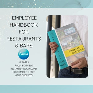 Employee Handbook for Restaurants, Modern Food & Beverage Service Employee Manual, Employee Handbook, Editable Template, Instant Download