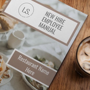 New Hire Manual for Restaurants & Bars, Comprehensive Guidebook for New Employees, Edit Free with Canva, Instantly Download, Fully Editable