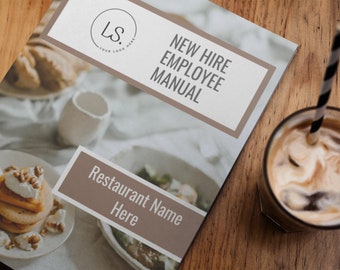 New Hire Manual for Restaurants & Bars, Comprehensive Guidebook for New Employees, Edit Free with Canva, Instantly Download, Fully Editable